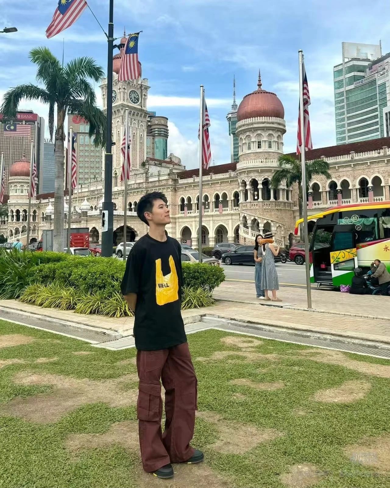 Design WELLU Plastic Bag Print Black Oversized T-Shirt T-Shirts - 17