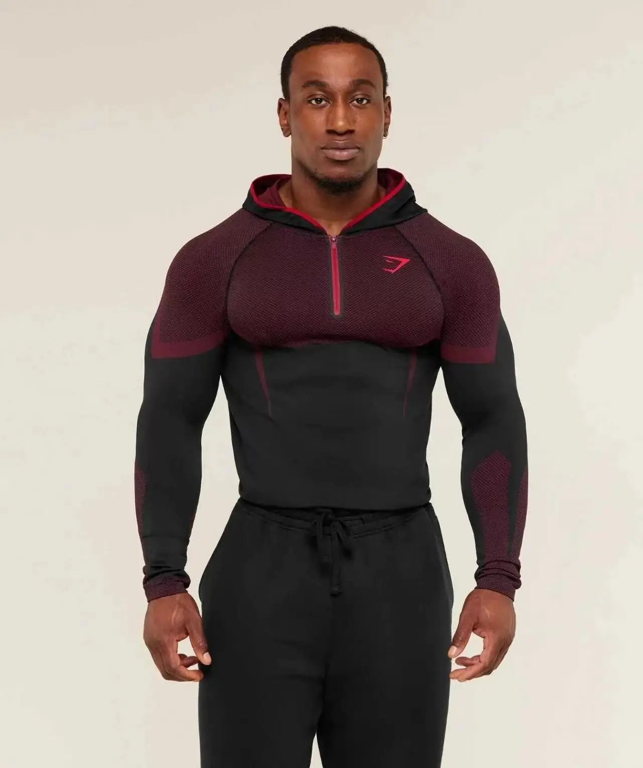 Gymshark Apex Half-Zip Hoodie Black and Forest Green - 25