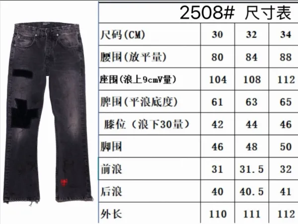 Design 2508# Distressed Patchwork Black Jeans - 1