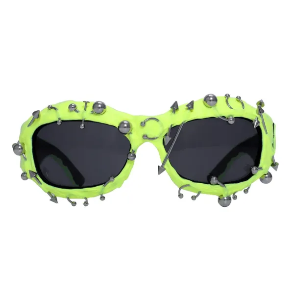 Design Studded Neon Lime Sunglasses Eyewear - 1