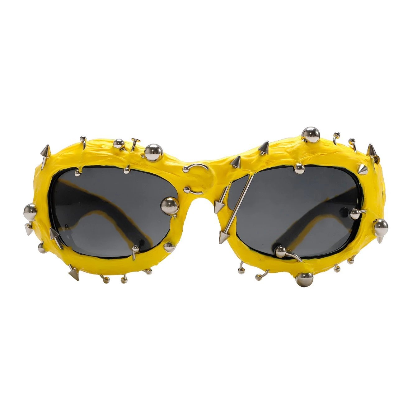Design Spiked Yellow Oversized Sunglasses