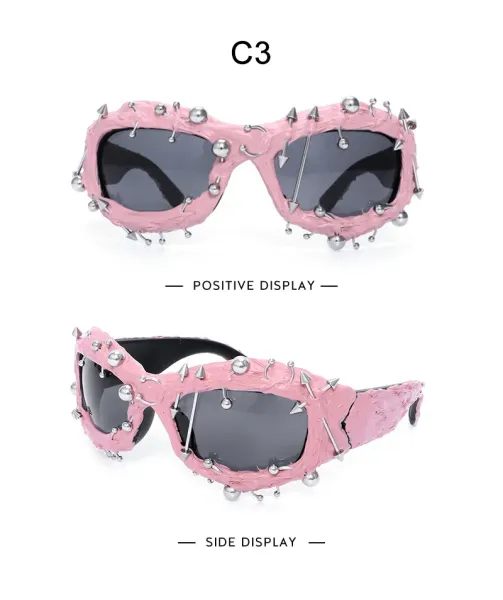Design Spiked Purple Oversized Sunglasses - 14