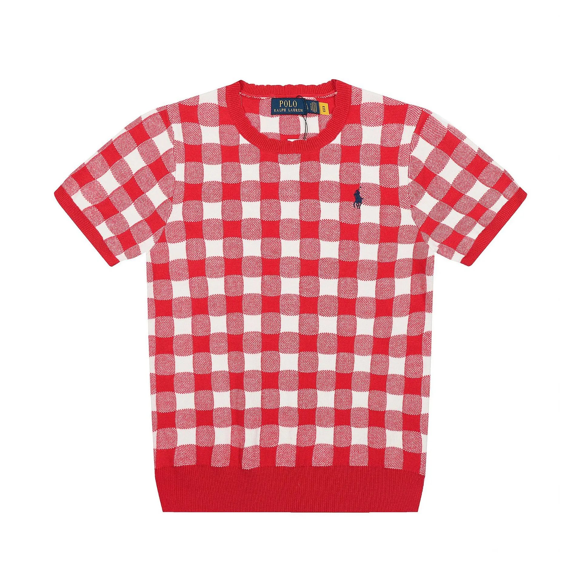 Polo Ralph Lauren Gingham Knit Short-Sleeve Sweater Light Blue - 21