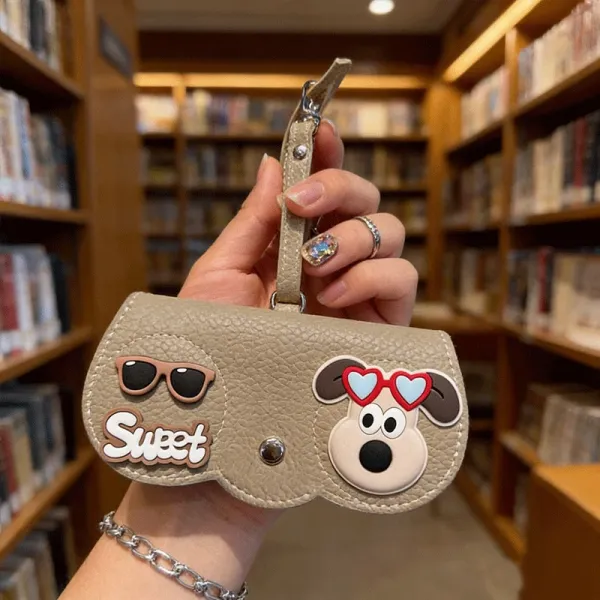 Design Cartoon Dog Sunglasses Clutch Wristlet Beige Clutches - 1