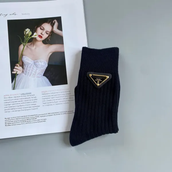 Prada Triangle Logo Sock Navy - 7