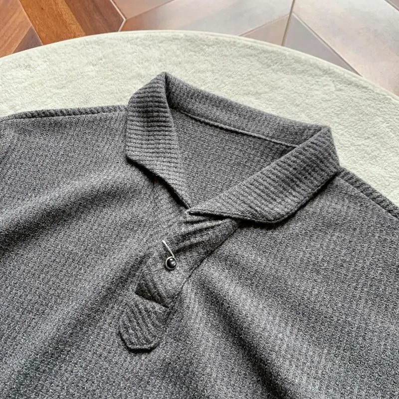 Design Textured Polo Shirt Brown Tops Polo - 17