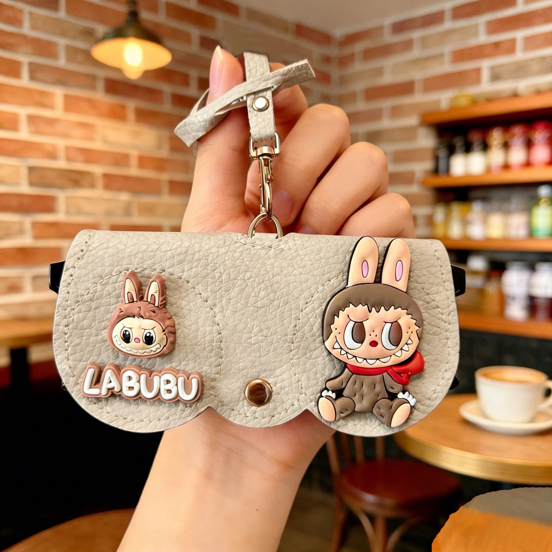 Pop Mart LABUBU x Pop Mart Rabbit Charm Keychain Case in Beige Clutches