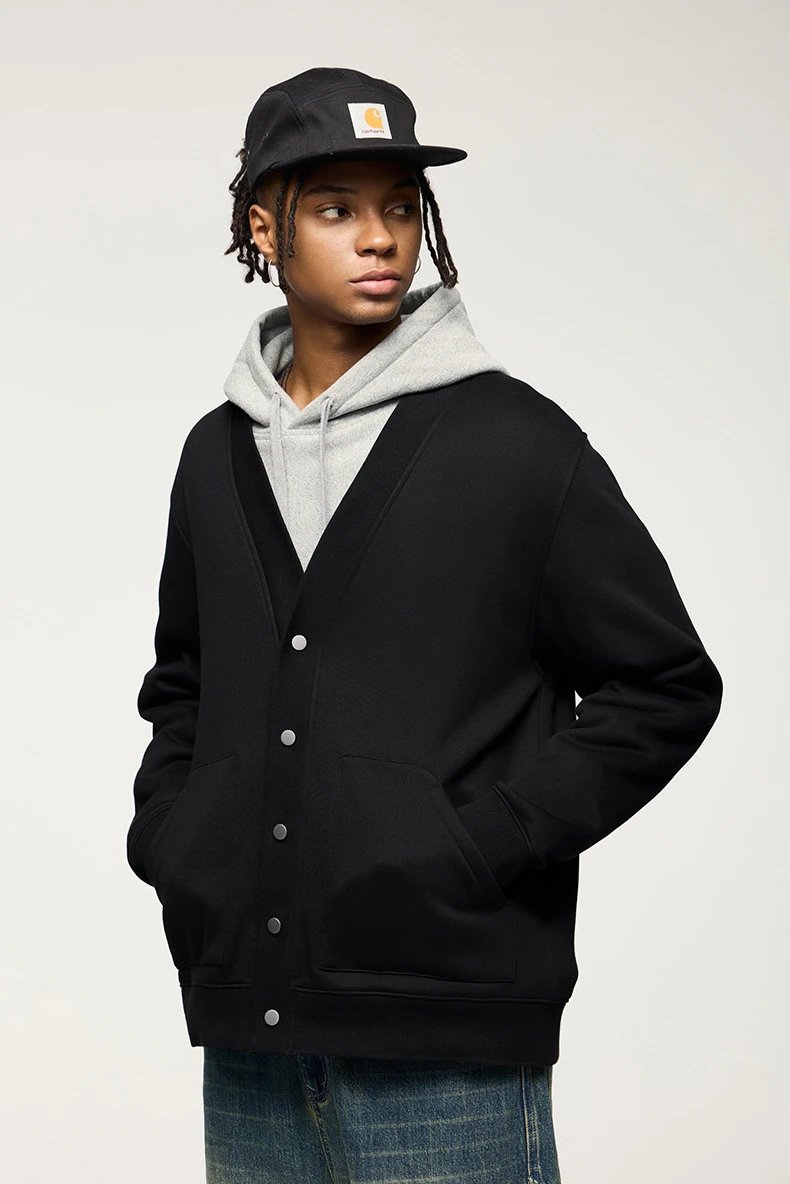 Design LOG V-Neck Cardigan Black Outerwear Outerwear.cardigan - 37