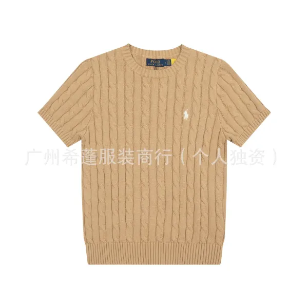 Polo Ralph Lauren Cable Knit Short Sleeve Sweater Beige - 1