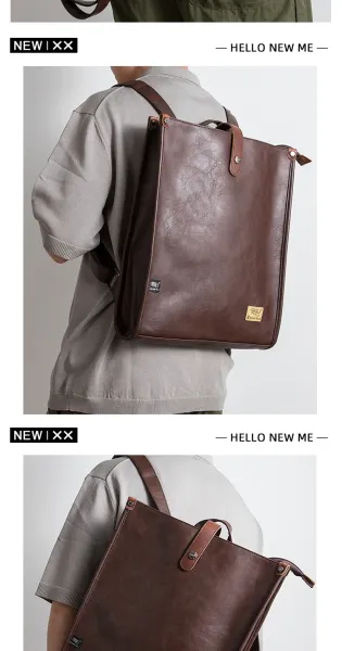 Design Minimalist Leather Messenger Bag Black Crossbody Bags - 8