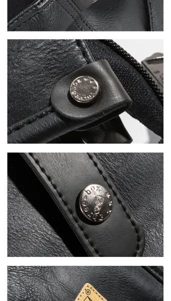 Design Minimalist Leather Messenger Bag Black Crossbody Bags - 25