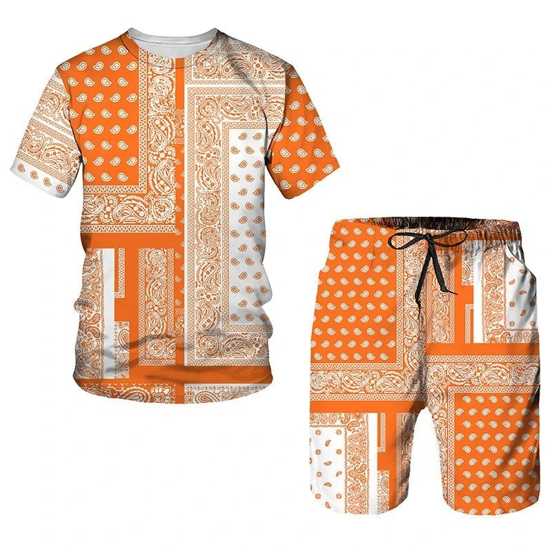 Design Bandana Print Purple Set T-Shirt and Shorts - 7