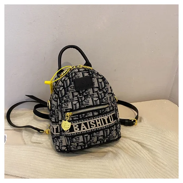 Design EAISHIU Monogram Print Mini Backpack Set Black / White Backpacks - 21