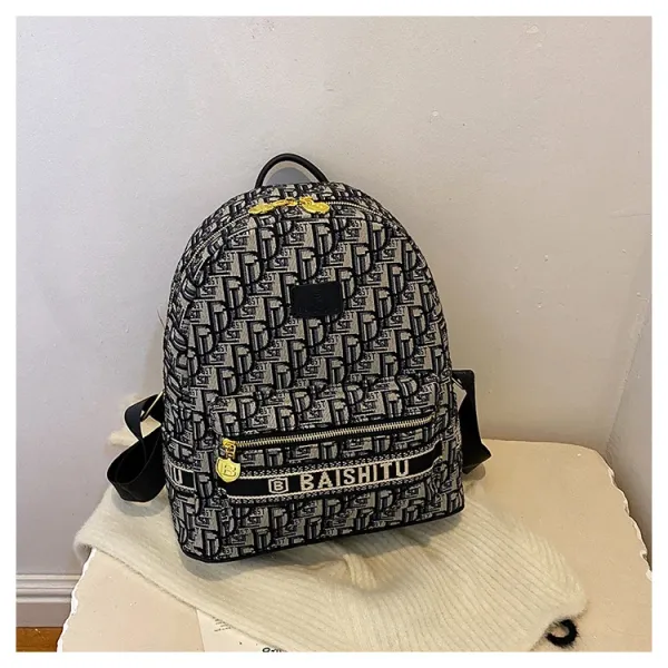 Design EAISHIU Monogram Print Mini Backpack Set Black / White Backpacks - 23
