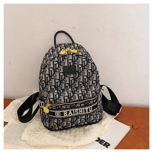 Design EAISHIU Monogram Print Mini Backpack Set Black / White Backpacks - 25