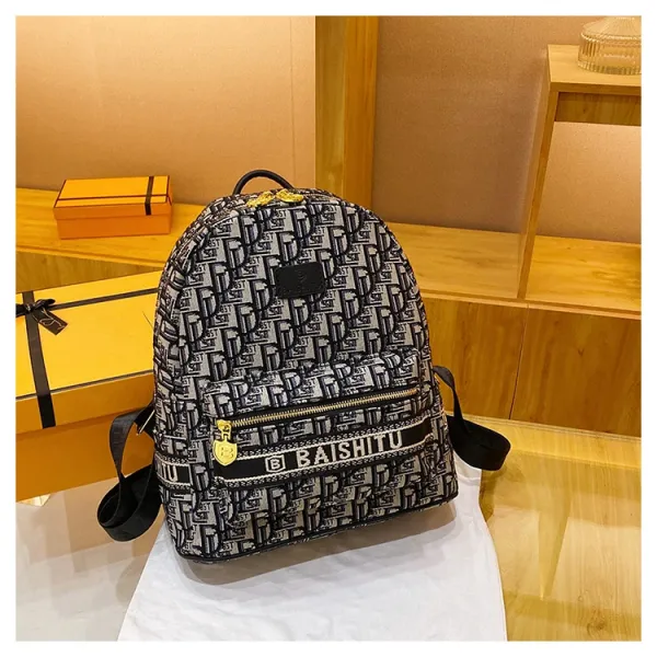 Design EAISHIU Monogram Print Mini Backpack Set Black / White Backpacks - 39