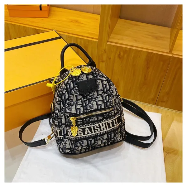 Design EAISHIU Monogram Print Mini Backpack Set Black / White Backpacks - 40