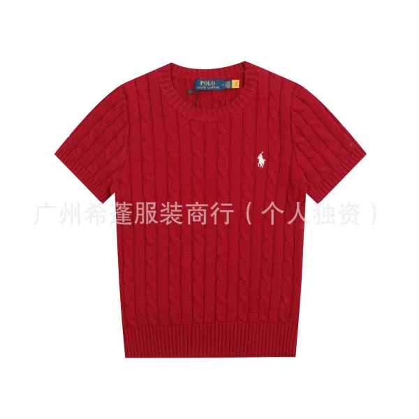 Polo Ralph Lauren Cable Knit Short Sleeve Sweater Red - 1