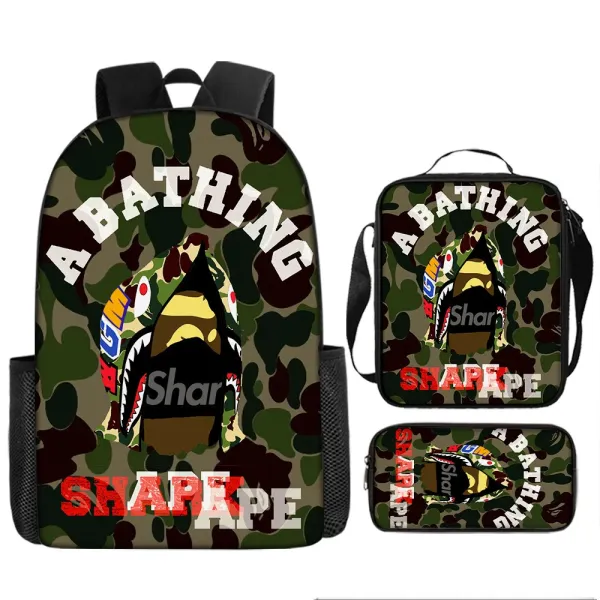 A Bathing Ape Shark Camo Backpack and Lunch Bag Set - 1