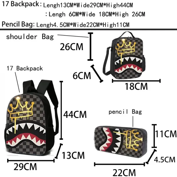 A Bathing Ape Shark Face Red Black Camo Backpack Set - 3