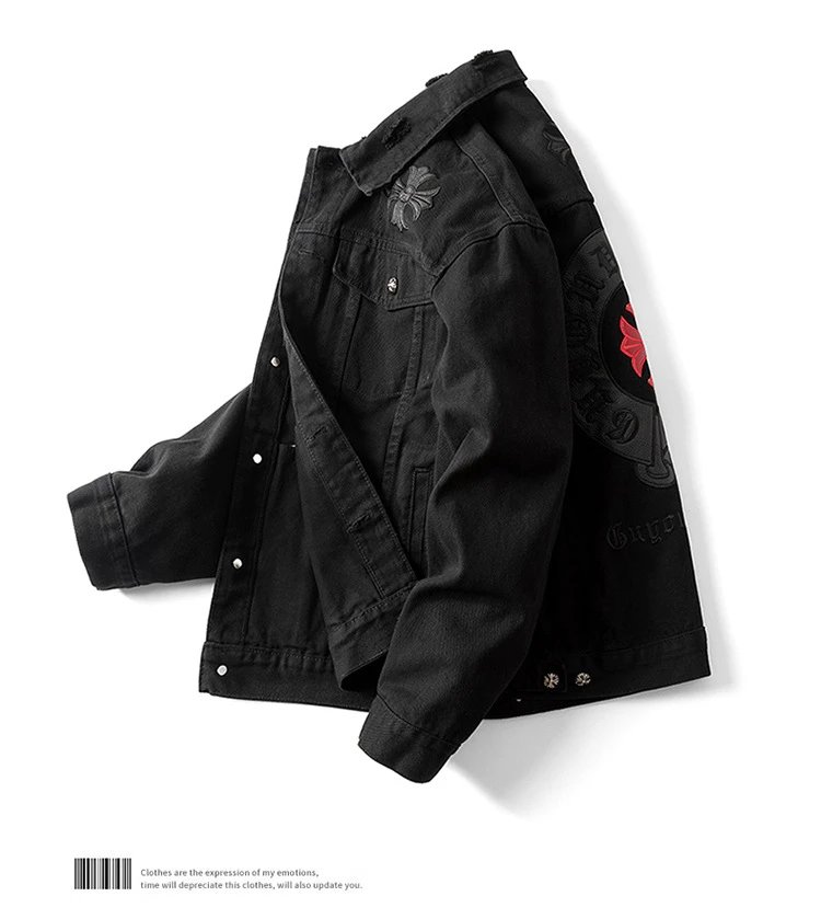 Chrome Hearts Black Embroidered Cross Denim Jacket - 15