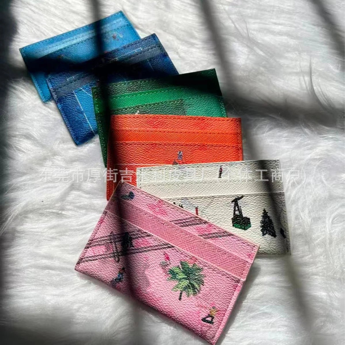 2025 New Trendy Genuine Leather Passport Holder Wallet Card Case Printed Short Bifold Slim Business Wallet
