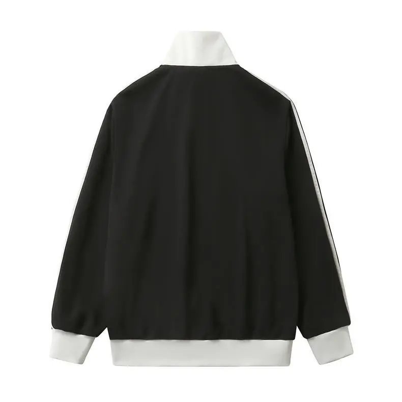 Design Track Jacket Light Gray with Burgundy Stripes and Black Trim Jacket Outerwear - 6