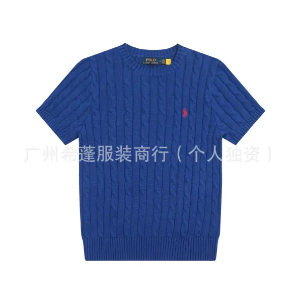Polo Ralph Lauren Cable Knit Short Sleeve Sweater Navy Blue - 1