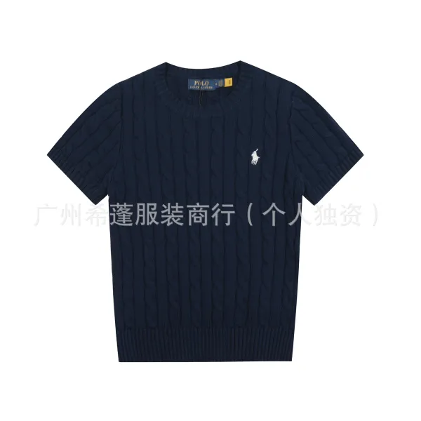 Polo Ralph Lauren Cable Knit Short Sleeve Sweater Navy - 1