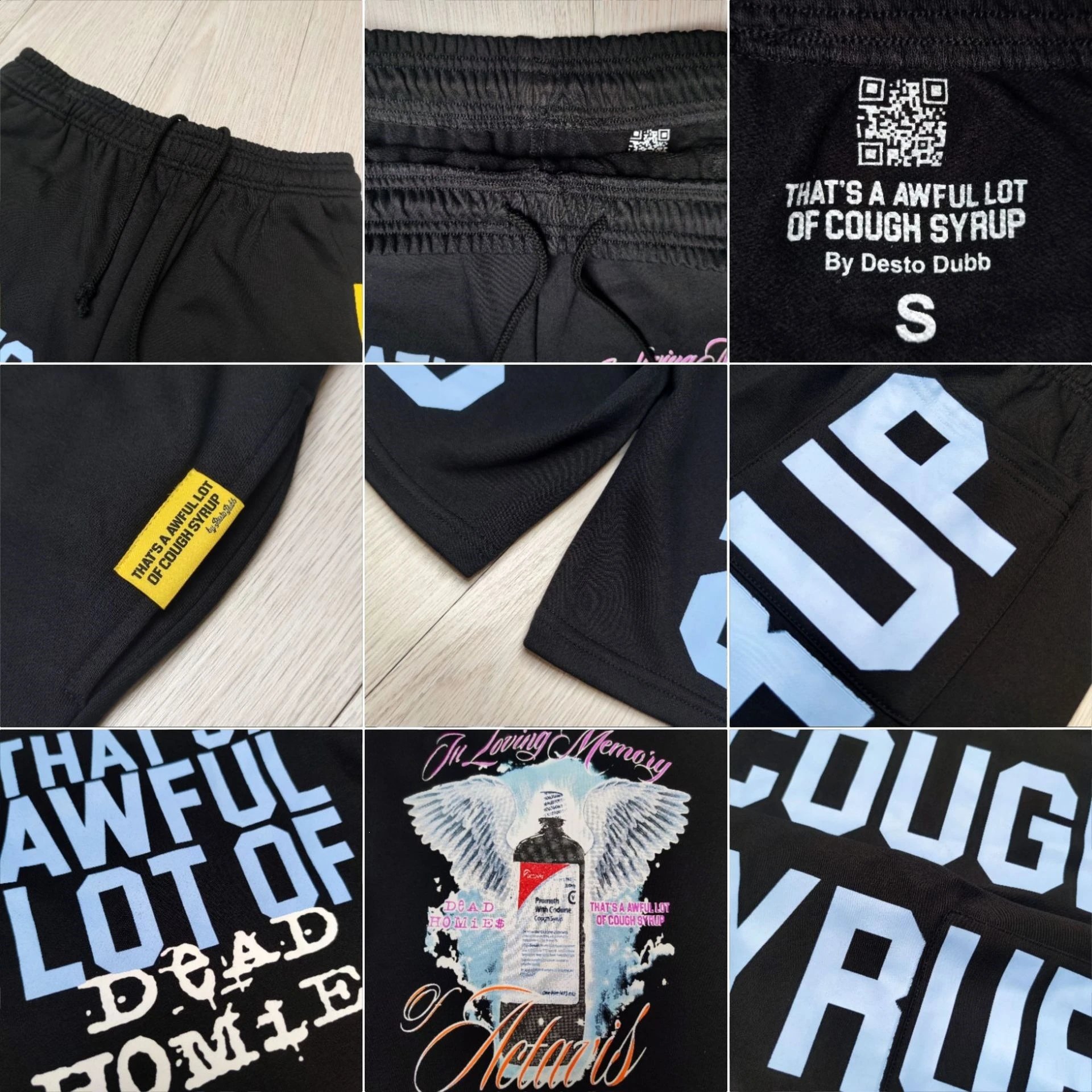 Design 'That's A Awful Lot Of Dead Homie' x 'Syrup' Graphic Sweatshorts Black Shorts - 7