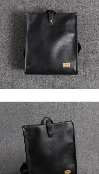 Design Minimalist Leather Messenger Bag Black Crossbody Bags - 13
