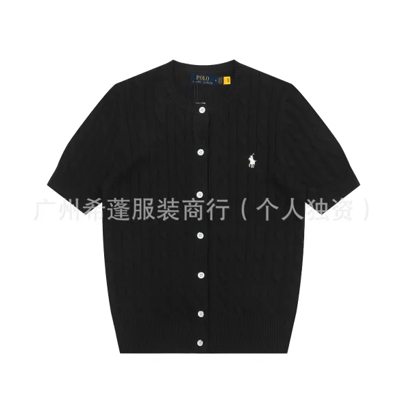 Polo Ralph Lauren Cable Knit Short-Sleeve Cardigan Black - 1
