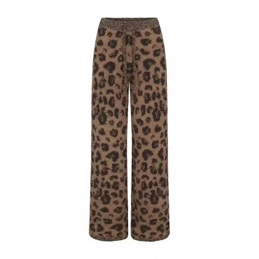 Leopard Print Fuzzy Robe Beige-Brown Sleepwear