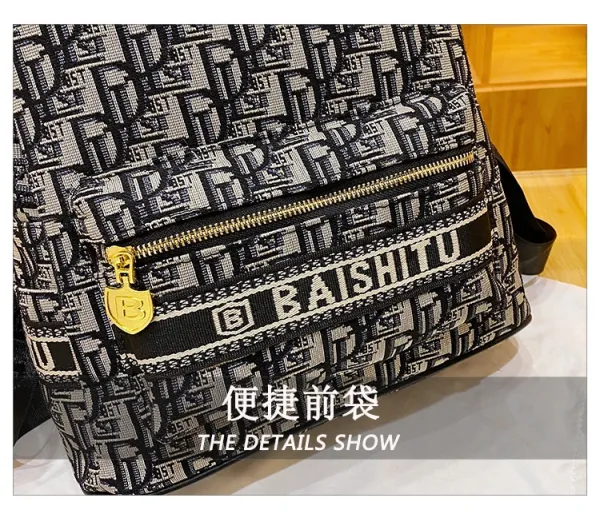 Design EAISHIU Monogram Print Mini Backpack Set Black / White Backpacks - 11