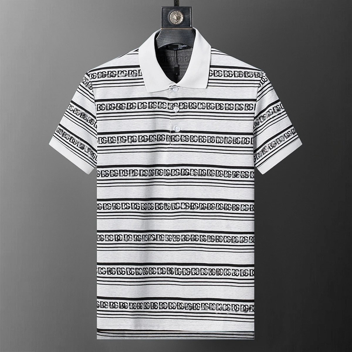 GCDS Logo Stripe Polo Shirt White / Black