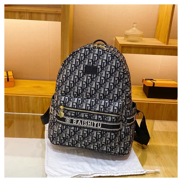 Design EAISHIU Monogram Print Mini Backpack Set Black / White Backpacks - 44