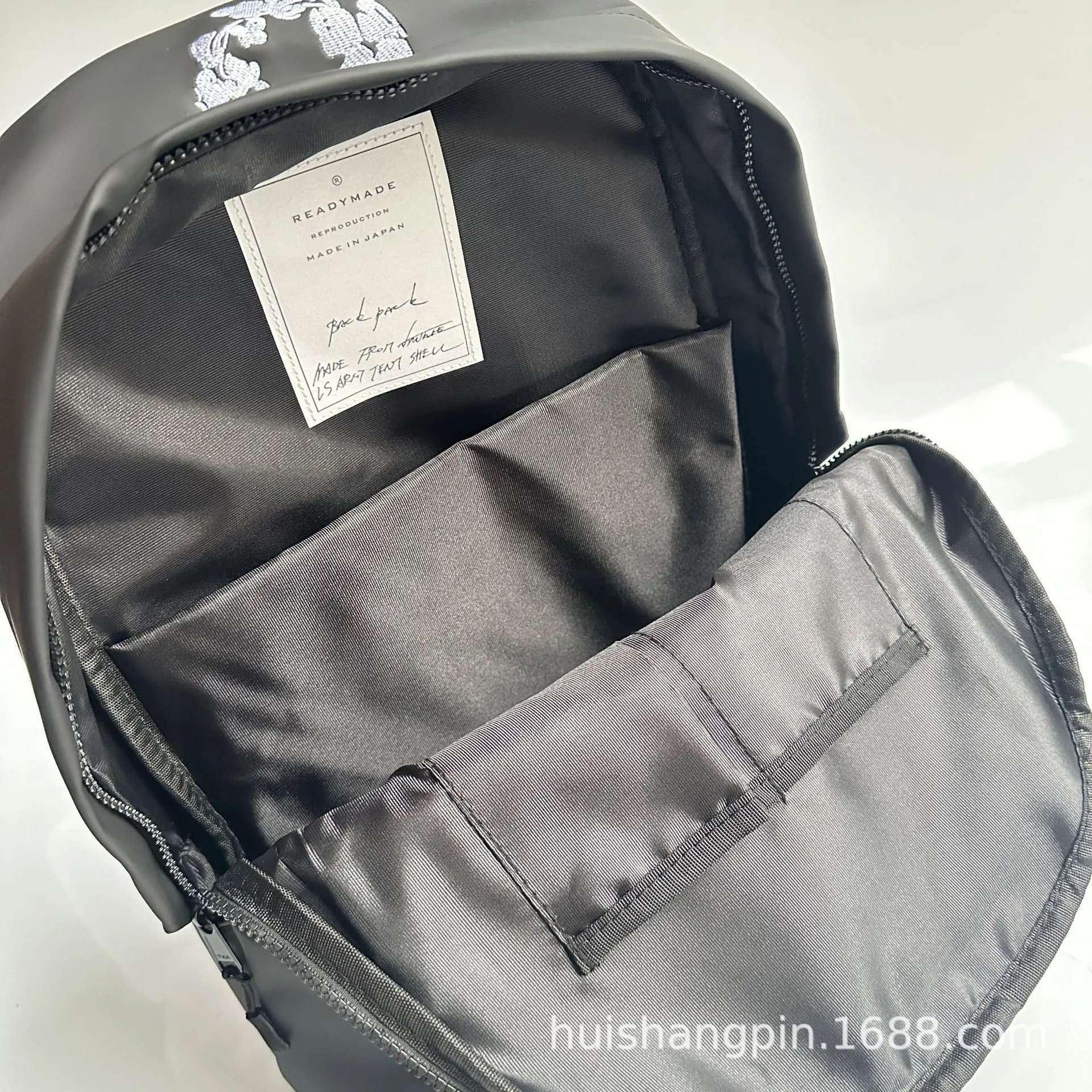 Design ReadyMade Tears Floral Embroidered Satin Green Casual Backpack - 12