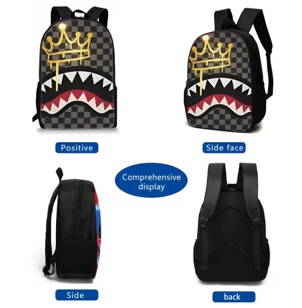 A Bathing Ape Shark Face Red Black Camo Backpack Set - 8