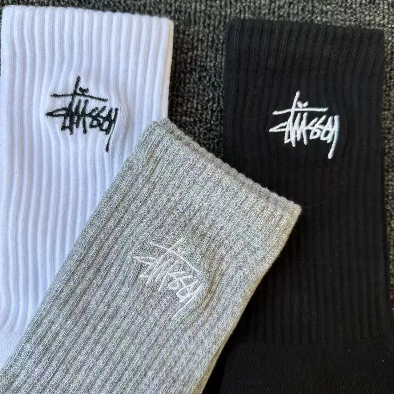 Stussy Logo Socks Gray Socks - 4