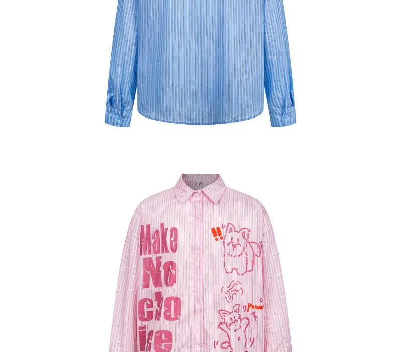 Design Striped Graphic Shirt Blue - 6