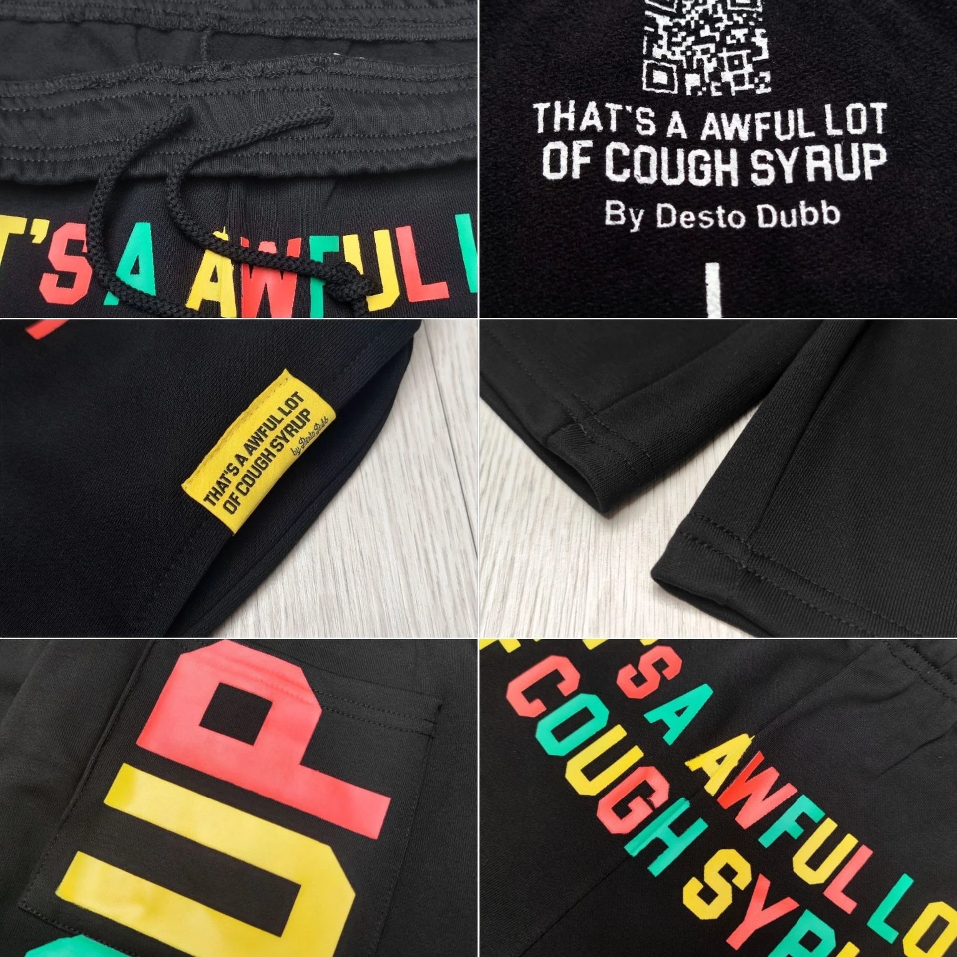 Design 'That's A Awful Lot Of Dead Homie' x 'Syrup' Graphic Sweatshorts Black Shorts - 9