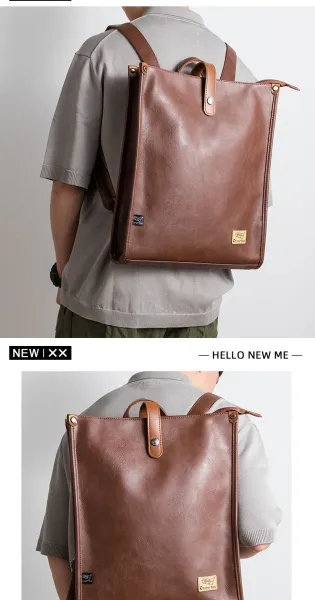 Design Minimalist Leather Messenger Bag Black Crossbody Bags - 5