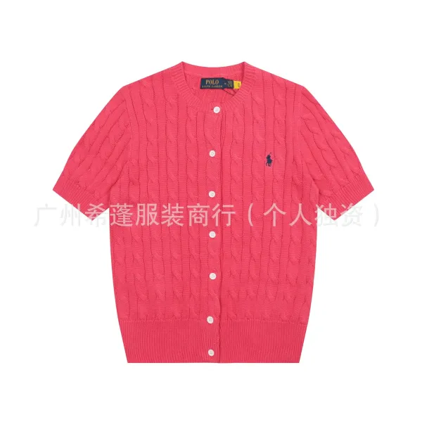 Polo Ralph Lauren Cable Knit Short-Sleeve Cardigan Pink Outerwear.cardigan - 1