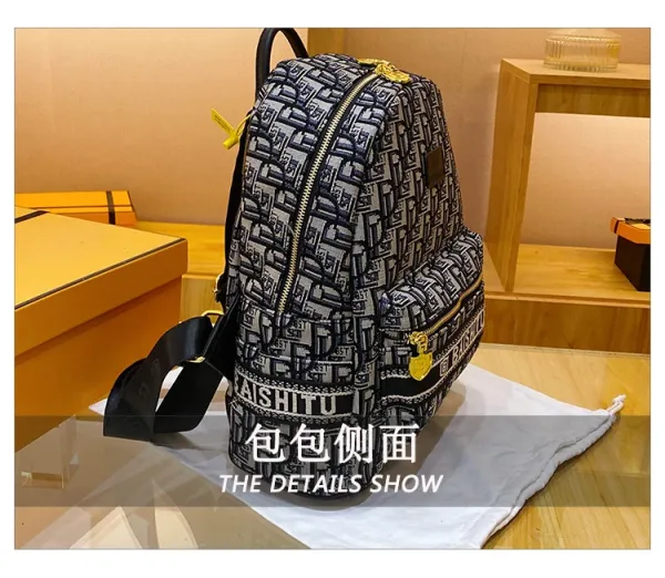 Design EAISHIU Monogram Print Mini Backpack Set Black / White Backpacks - 13