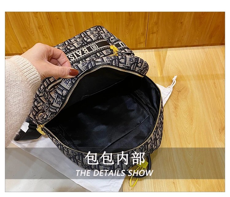 Design EAISHIU Monogram Print Mini Backpack Set Black / White Backpacks - 14