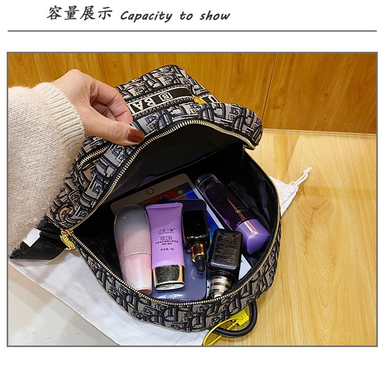 Design EAISHIU Monogram Print Mini Backpack Set Black / White Backpacks - 15