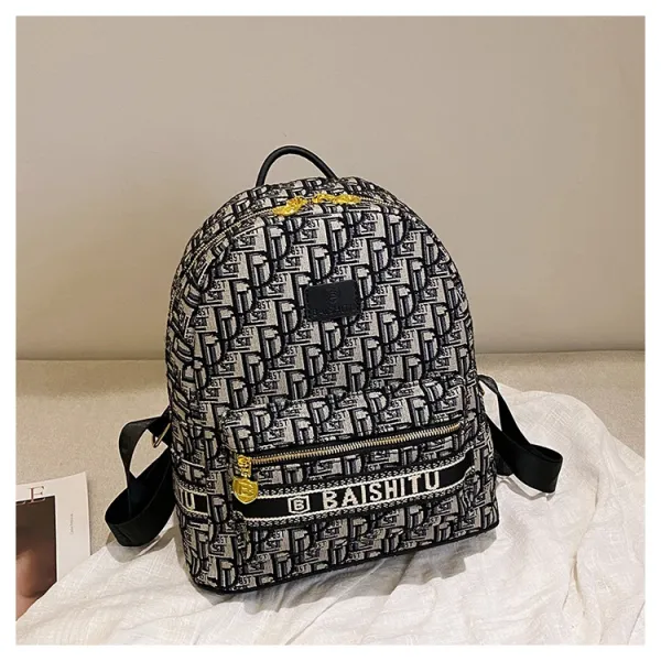 Design EAISHIU Monogram Print Mini Backpack Set Black / White Backpacks - 49