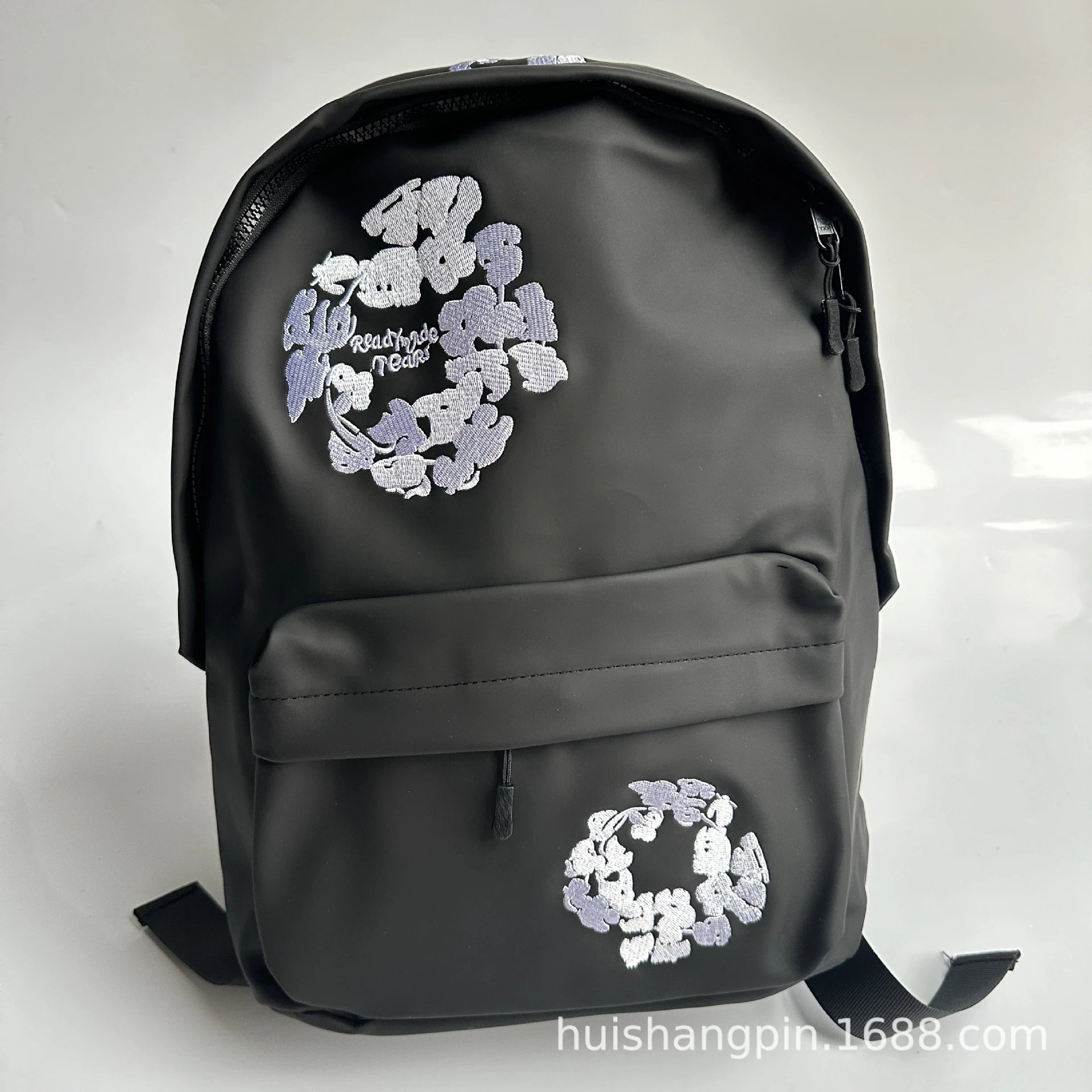Design ReadyMade Tears Floral Embroidered Satin Green Casual Backpack - 8