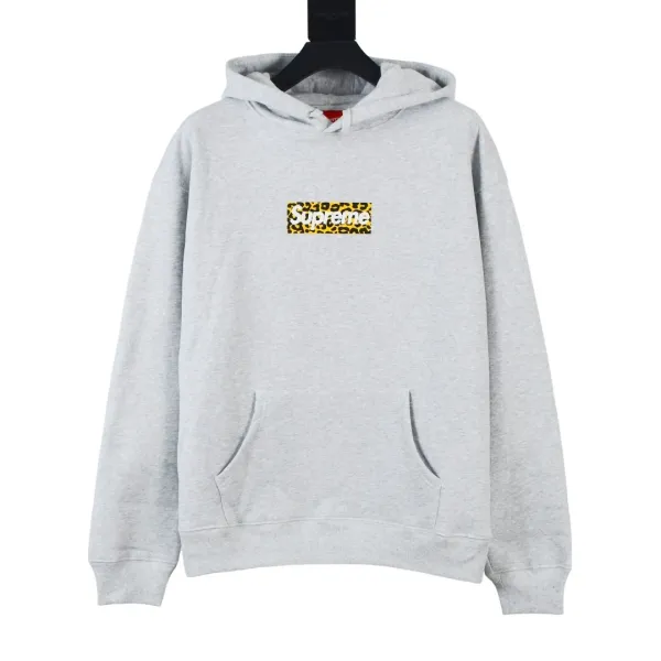 Supreme Leopard Box Logo Hoodie Gray - 1
