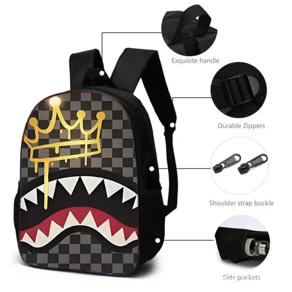 A Bathing Ape Shark Face Red Black Camo Backpack Set - 7